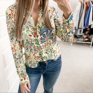 Alice + Olivia Willa Floral Printed Top Yellow